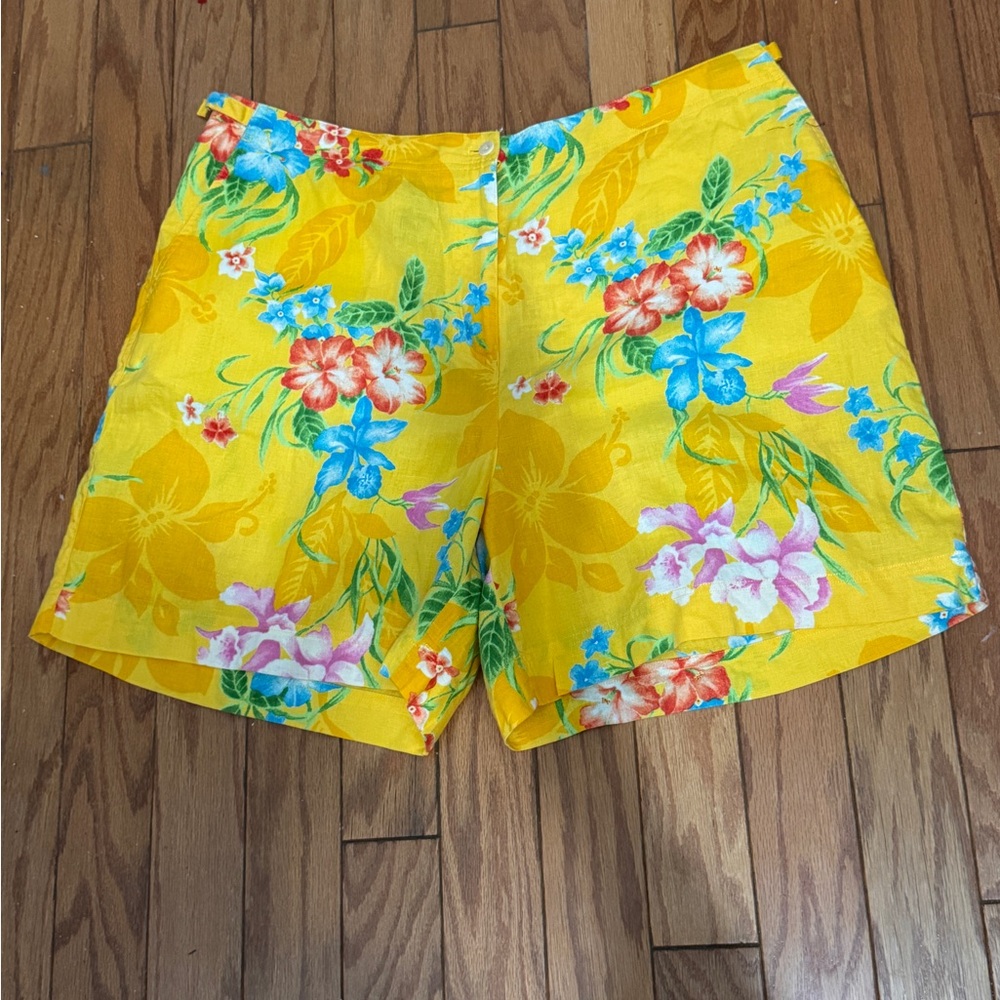 Lauren Ralph Lauren Yellow and Red Bermuda linen Shorts